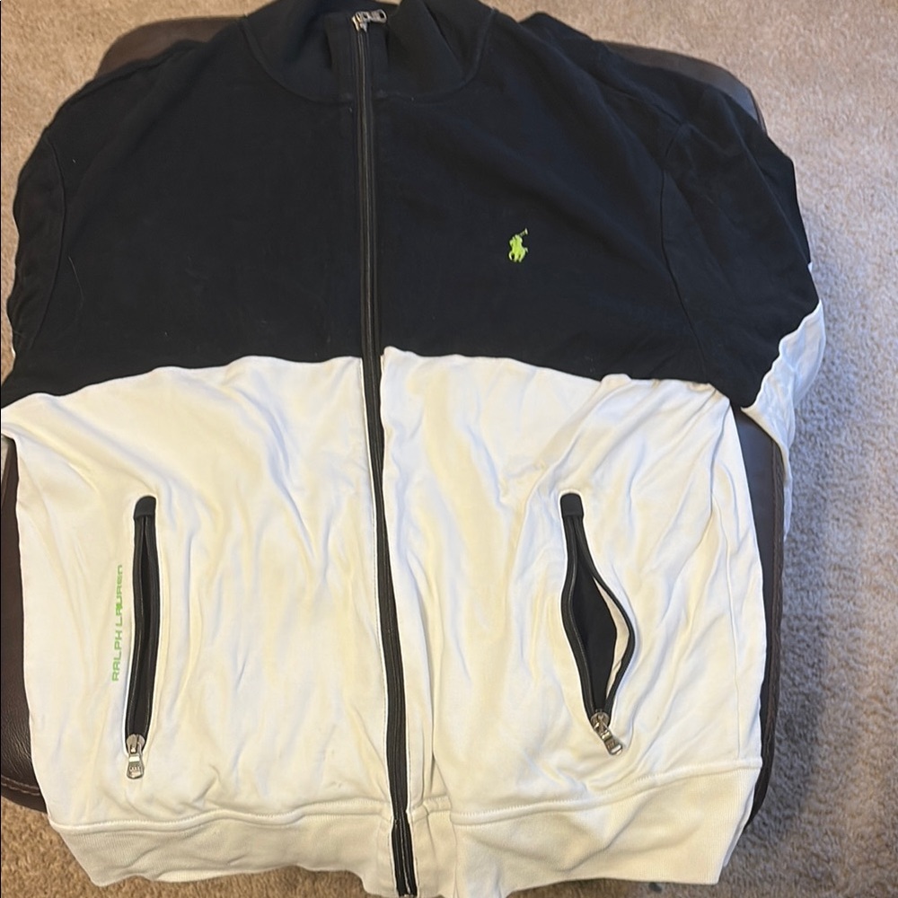 Polo by Ralph Lauren Black and White Zip-Up Sweater